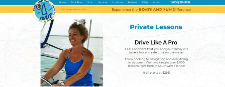 private boat lessons 768x299